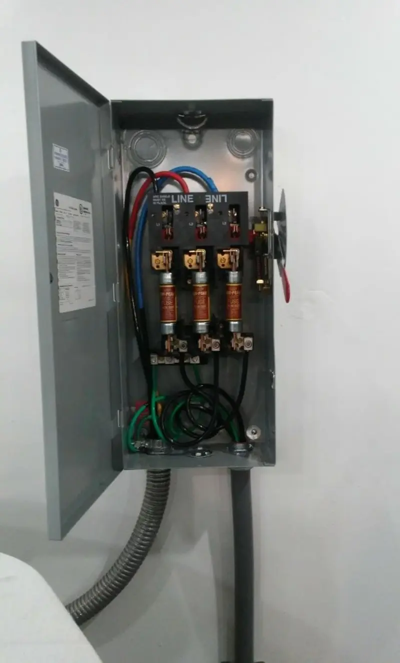 Three-phase disconnect switch installed for Electrical Wiring & Rewiring in Timberlake